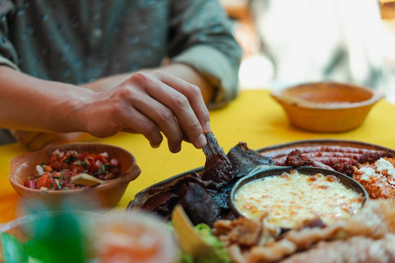 Warm queso dip with tortilla chips